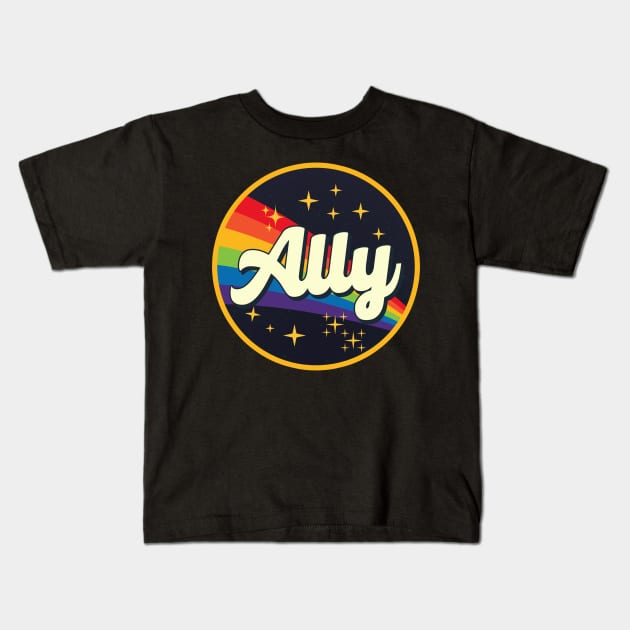 Ally // Rainbow In Space Vintage Style Kids T-Shirt by LMW Art